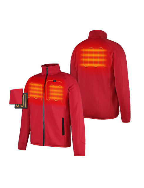 Men's Heated Full-Zip Fleece Jacket - Red ,view 2