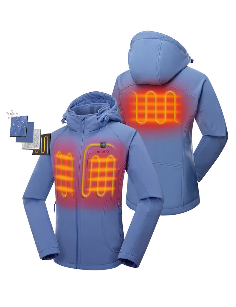 Ororo women's slim fit heated jacket with battery pack and detachable hood top