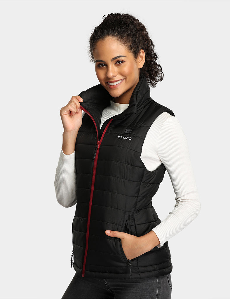 Heated Padded Vest for Women Up to 10 Hrs of Heat ororo Black L