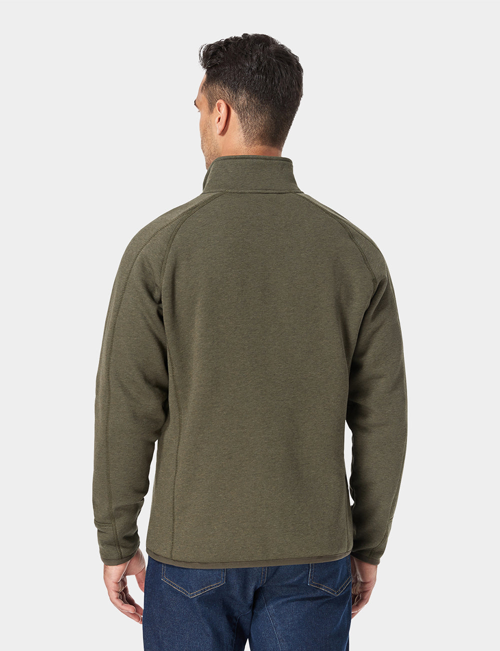 Men's Heated Full-Zip Fleece Jacket - Army Green, Thumbnail 4