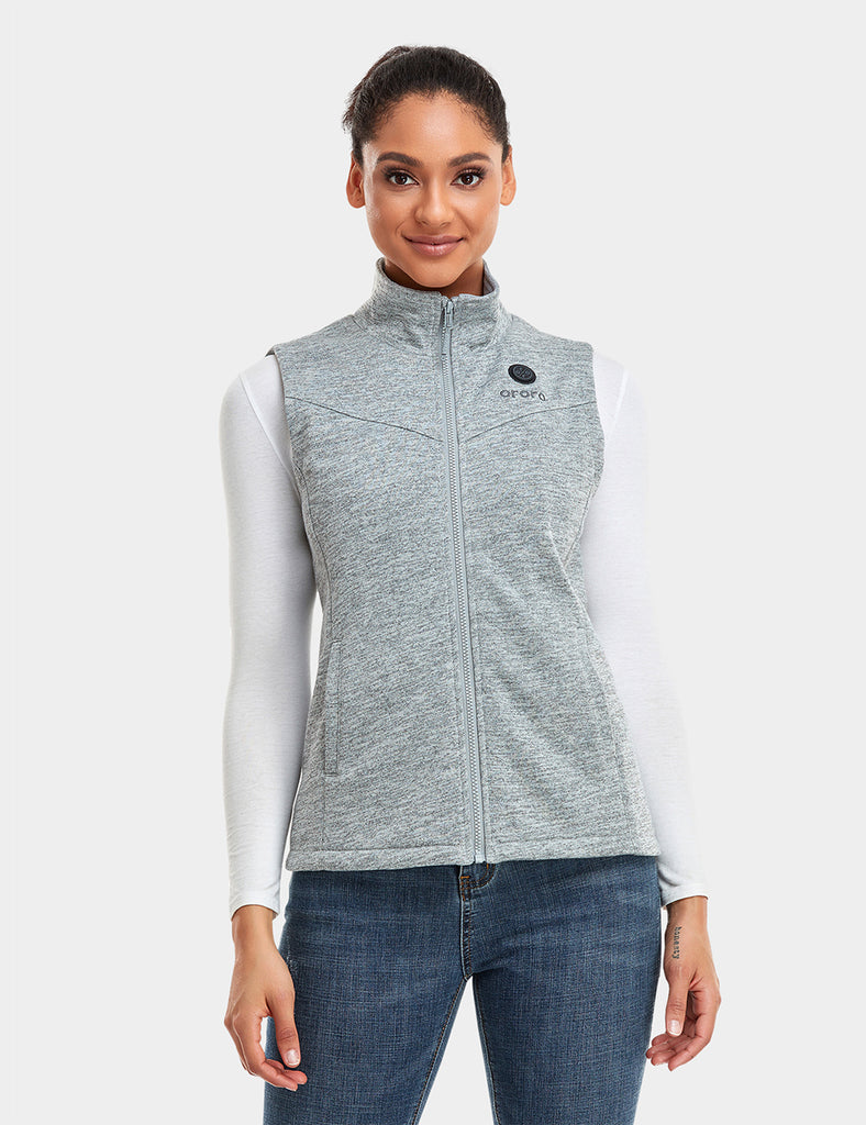 Women's Heated Fleece Vest - Gray / Purple