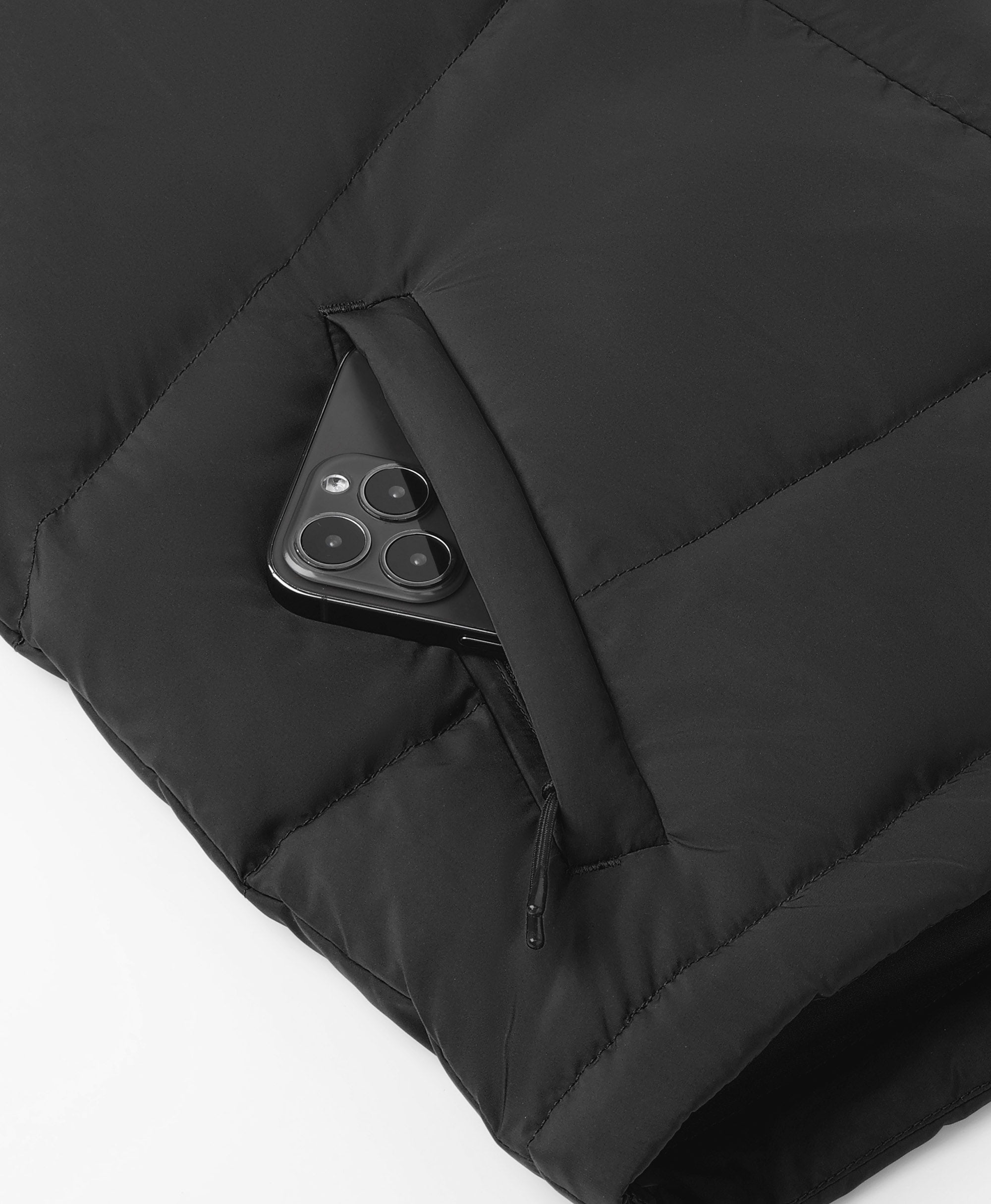Gilet court chauffant en duvet pour femmes - Noir / Rouge, Thumbnail 12